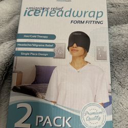 2 Pack - Migraine Relief Cap Ice Head Wrap Headache and Migraine Hat | Headache Relief with Hot/Cold Gel Head Ice Pack with Face and Eye Headache Mask