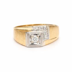 14K Yellow Gold Diamond Ring Preowned Size 11.25 Men’s Two Tone