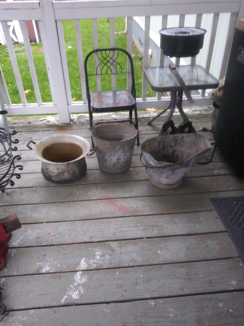 Vintage Buckets And Pan