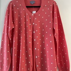 Laura Scott Polka Dot Cardigan, XL-NEW