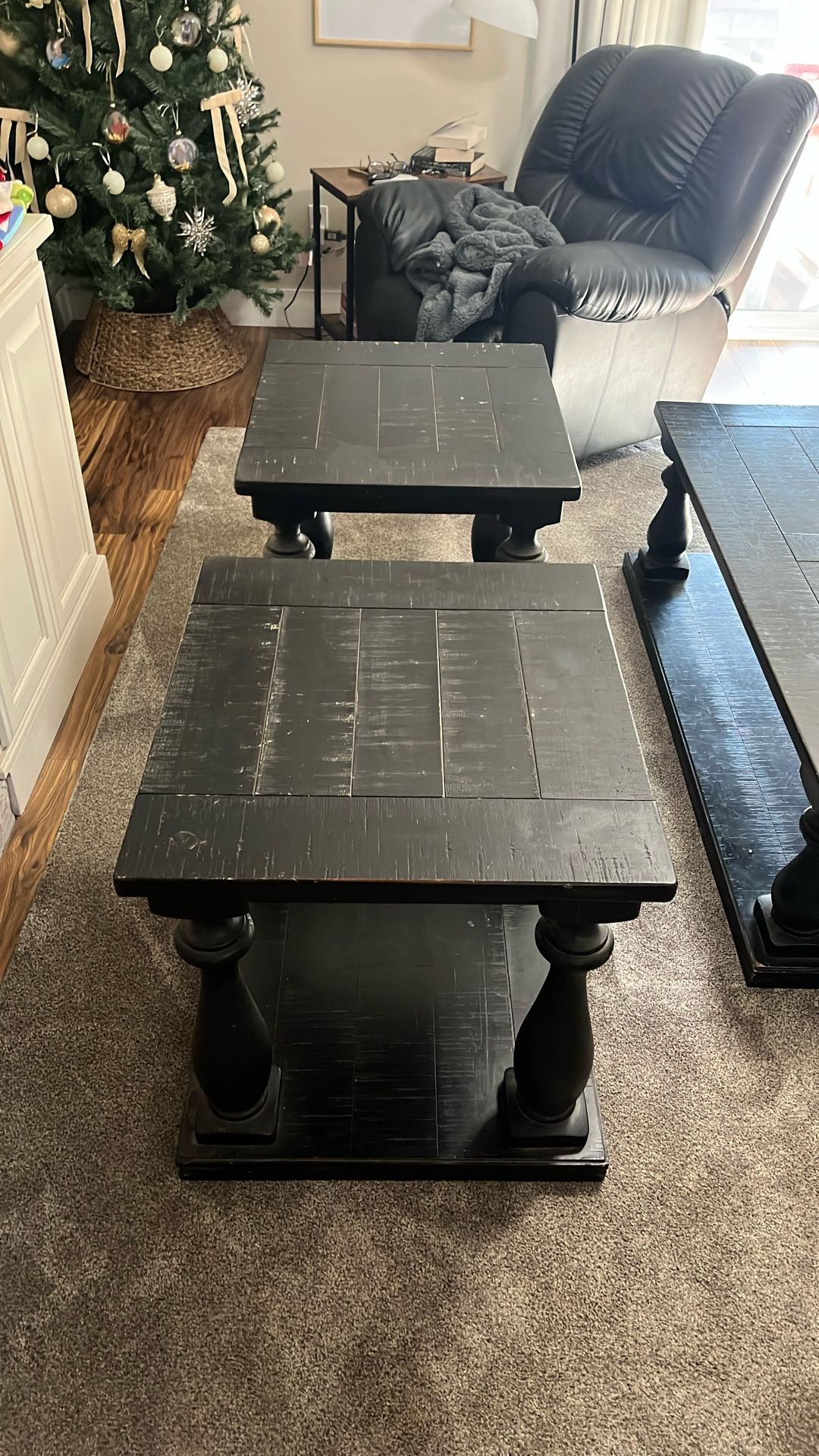 Solid Wood Heavy Coffee Table And End Table Set