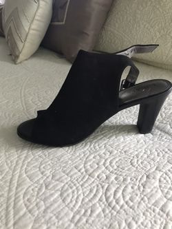 Kelly & Katie Black Suede Peep Toe
