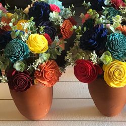 Wood Flowers Centerpieces
