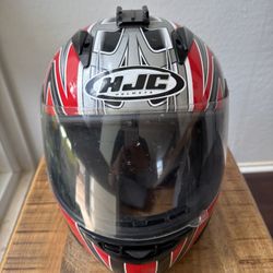 Motorcycle Helmet Red & Silver