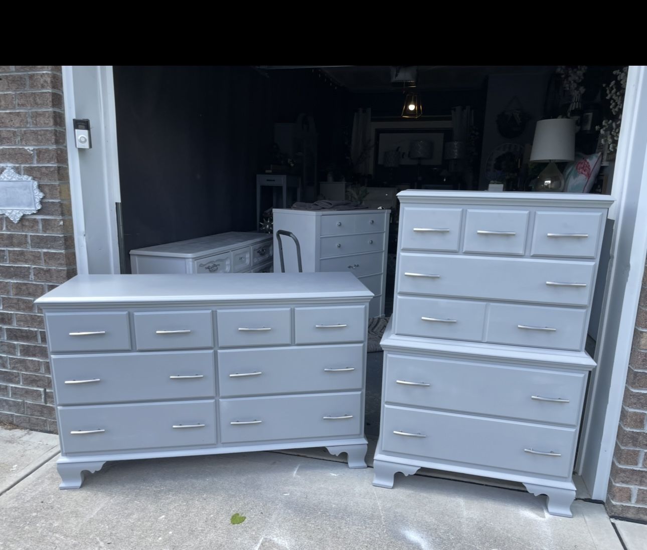 Matching Light Grey Solid Wood Dresser Set
