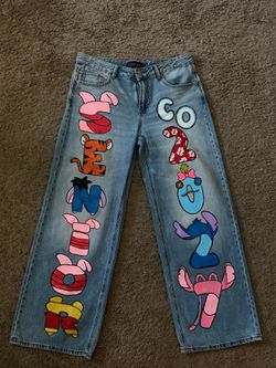 custom hand-painted character-inspired jeans