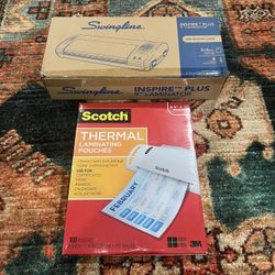 Swingline GBC Thermal Laminator Machine & Scotch 3M Thermal Laminating Pouches 100 pack