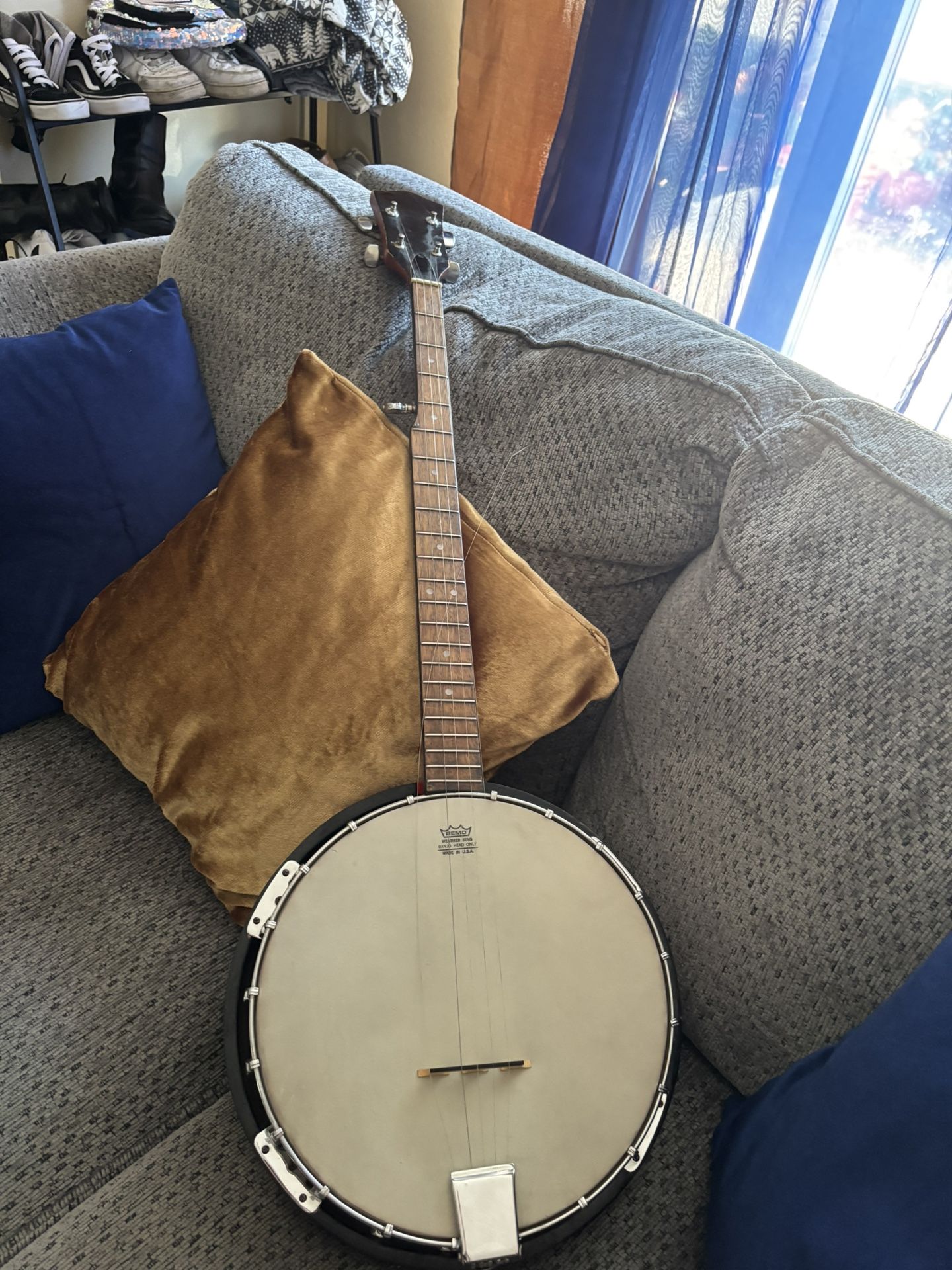 Vintage Remo Weatherking 5 Strings Banjo Brown 