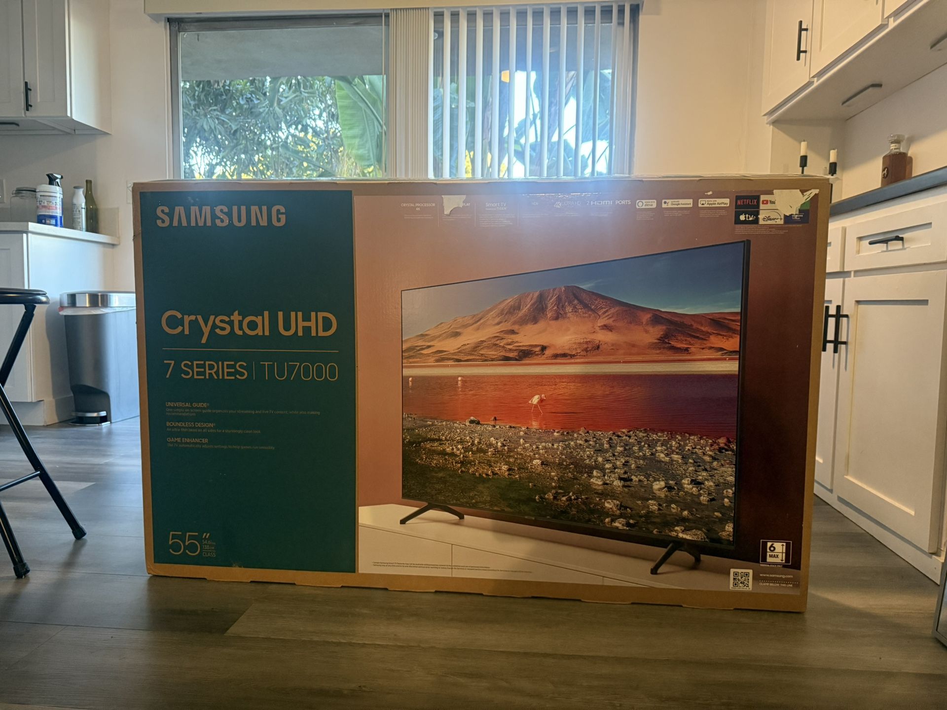 Samsung 55” Crystal UHD TV (TU7000) — Like New + Original Box