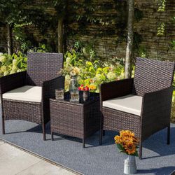 Patio Furniture Set Wicker 2 - Person Seating Group with Cushions