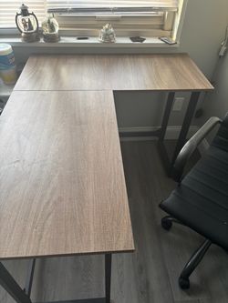 L-Shaped Desk with Metal Frame