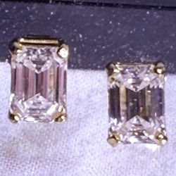 Emerald Cut Moissanite Diamond Earrings