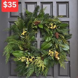 Handmade Evergreen Christmas Wreaths, 14" or 18" 