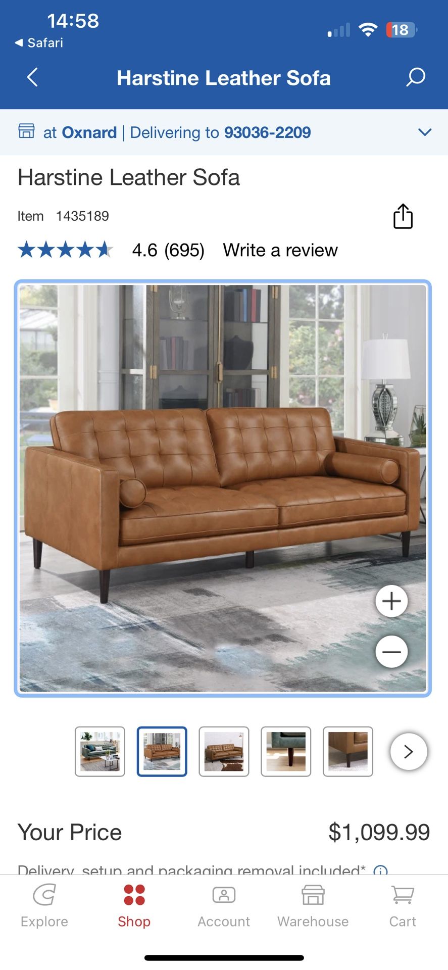 Harstine leather sofa