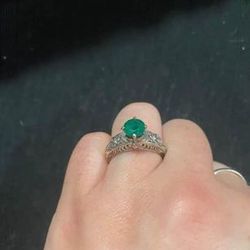 Emerald And 14k White Gold Engagement Ring 