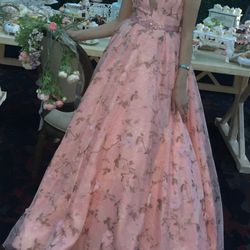 Blush Floral Evening Dress 