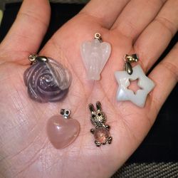 5 Piece Crystal Gemstone Pendant Variety Bundle Lot
