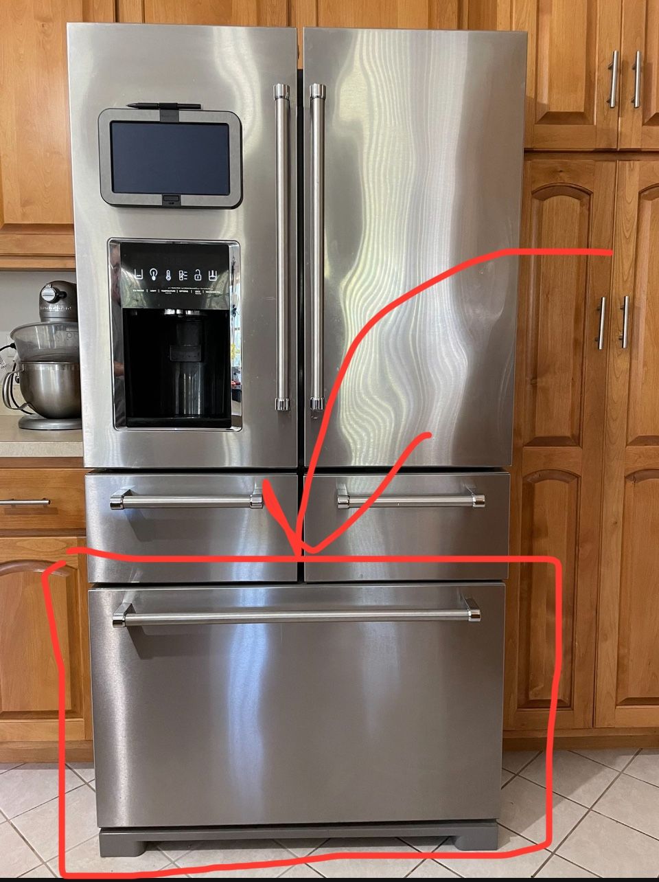 Freezer door assembly for KidchenAid Fridge