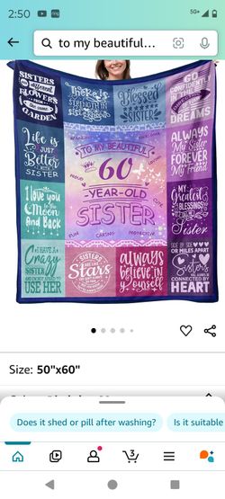 50 X 60 HAPPY "60" BIRTHDAY SISTER BLANKET ( NEW)