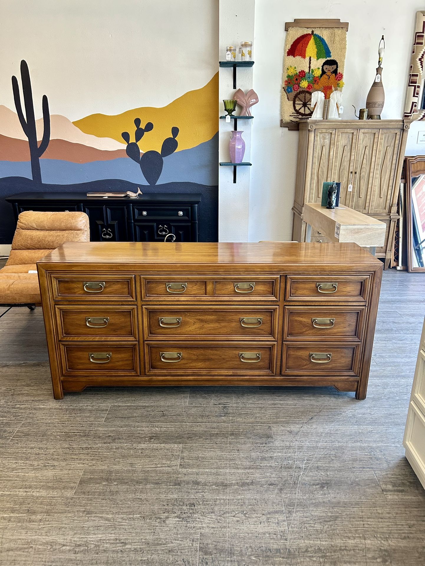 Gorgeous Wood Campaign Dresser / 9 Drawers
