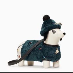 New Kate Spade Christmas Claude Dog Dachshund Leather Crossbody Bag K9365