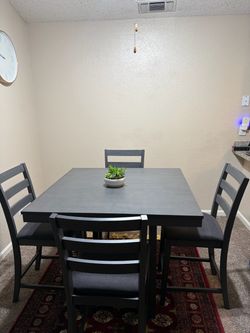 Elegant Gray Dining Table with 4 Chairs