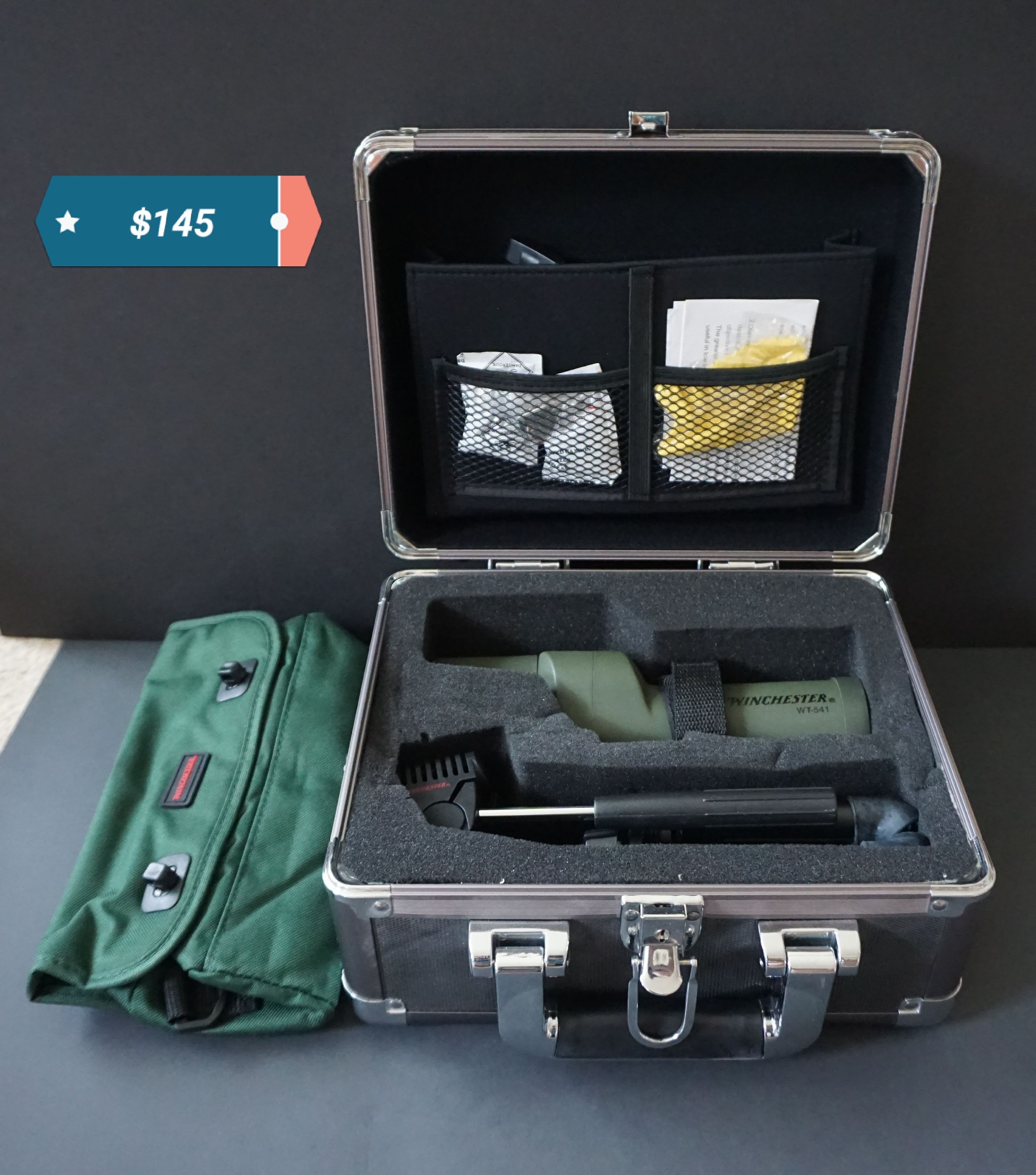 Winchester WT-541 Spotting Scope W/ Hard Case,Tripod And Extras 12X-50X