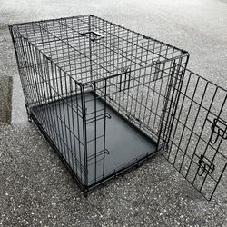 30x19x22in Black Metal Single Door Dog Cage Animal Containment Crate! New with Box! Great for 26-40lb Dogs 