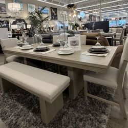 Dining Table, 4 Chairs And Bench 