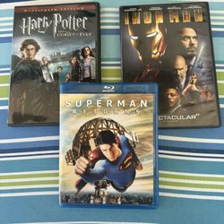 3 DVD’s Harry Potter, Superman & Iron Man