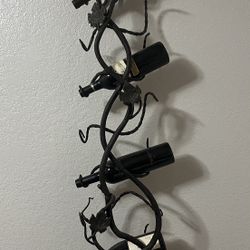 Large Vintage Style Vertical Wine Storage - Iron Art Decor - 10 Bottle Capacity - Top Wall Mount