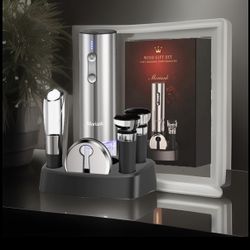 6-in-1 Automatic Electric Wine Opener Set with Stoppers, Cutter, Stand-Brand New
