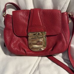 Mk Red  Leather Crossbody Bag Adorable 