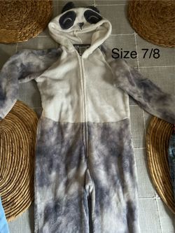 2 pair- Fuzzy panda pajamas, size 7/8