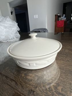 Longaberger Pottery Ivory Casserole Covered Dish