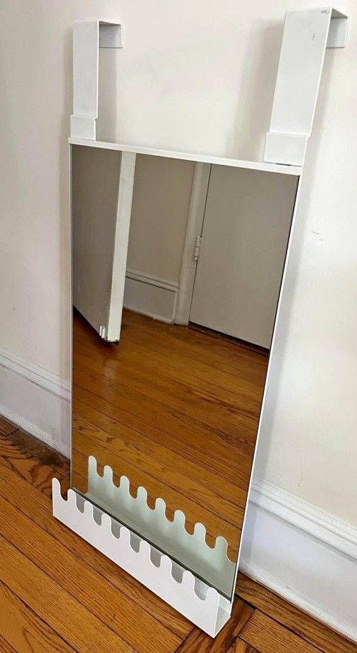 RARE IKEA MIRROR (GARNES) Over the Door Hanging Mirror with Hooks and Shelf.