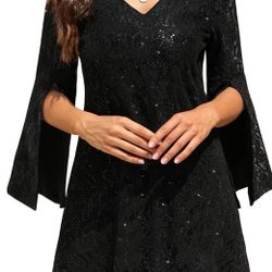 Black Lace Chiffon Evening Dress