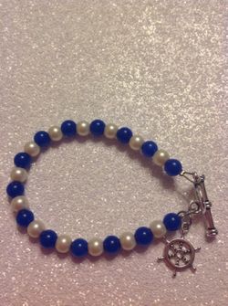 Navy and white ships wheel bracelet