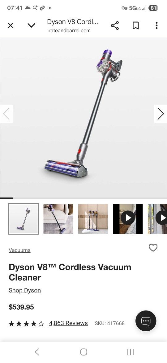Dyson V8 Cordless Vaccuum Bundle, 5 Accessories