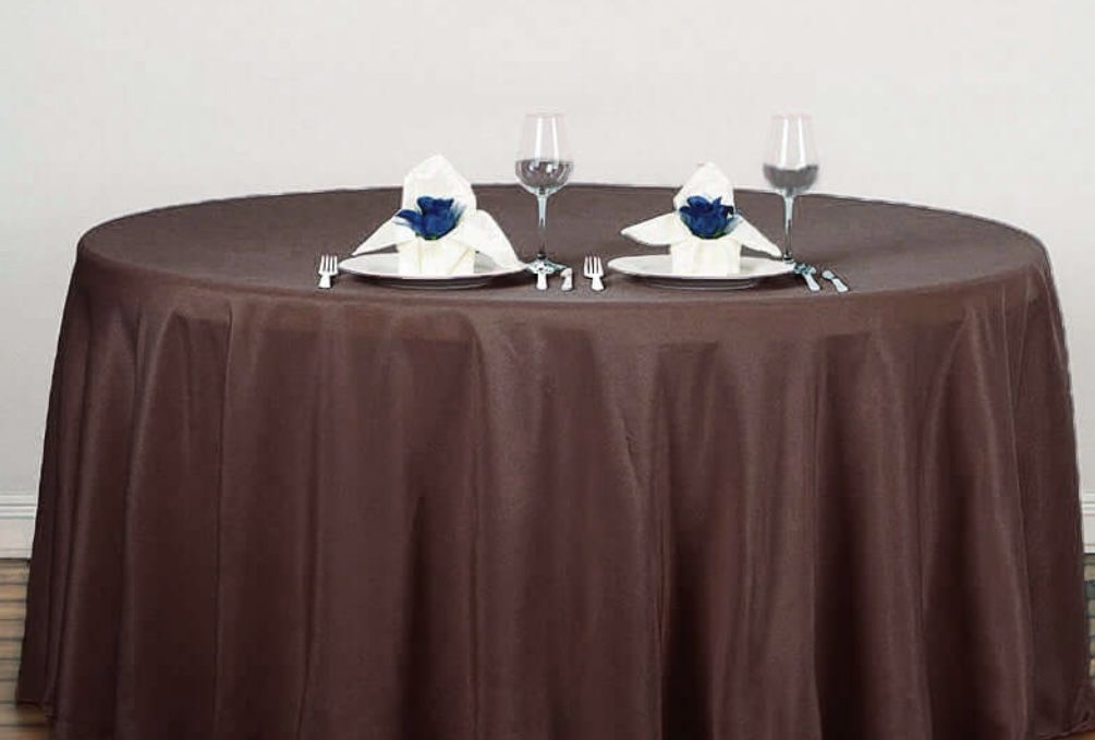 Chocolate Color 132” round Tablecloths 