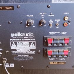 REDUCED: Polk Audio Subwoofer And Klipsch Center Speaker