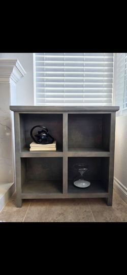 Set of 2 Gray Wood 4-Cube Display Bookshelves