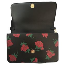 Kate Spade New York Tossed Roses Black Leather Crossbody bag