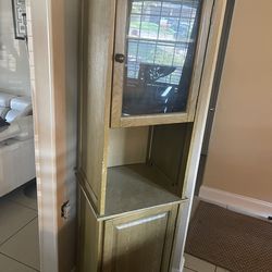 Two Corner Display Cabinets with Glass Doors