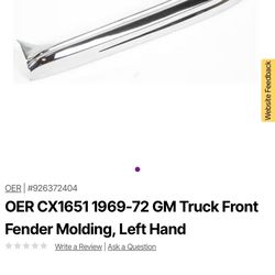 OER CX1(contact info removed)-72 GM Truck Front Fender Molding, Left Hand