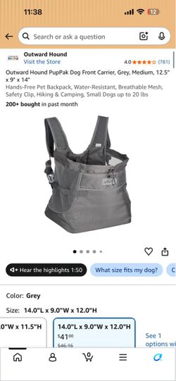 Outward Hound PupPak Dog Front Carrier