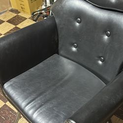 Leather Barber Chair With Metal Grommets