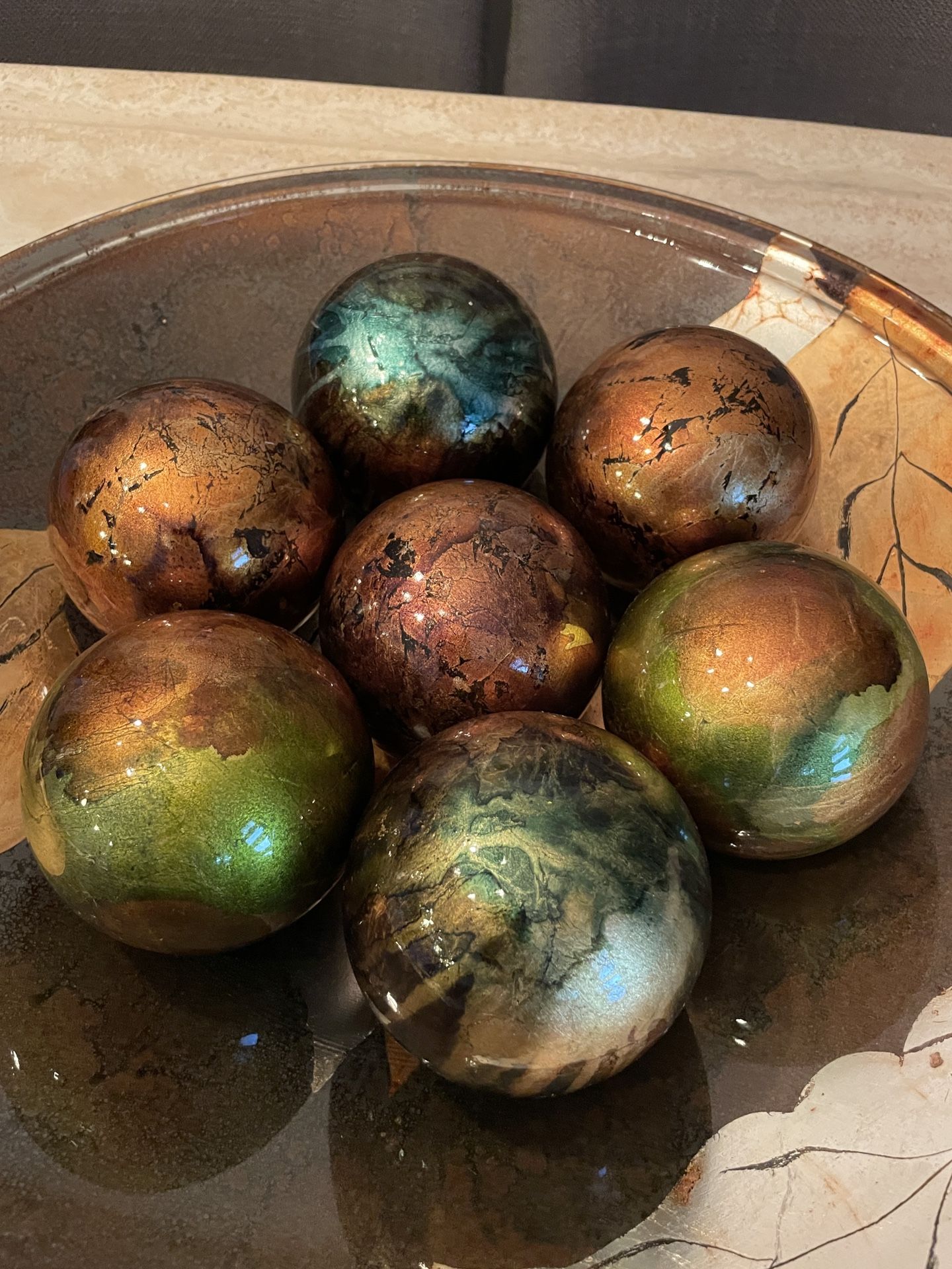 Pier 1 Decorative Glass Orbs/Spheres with Bowl