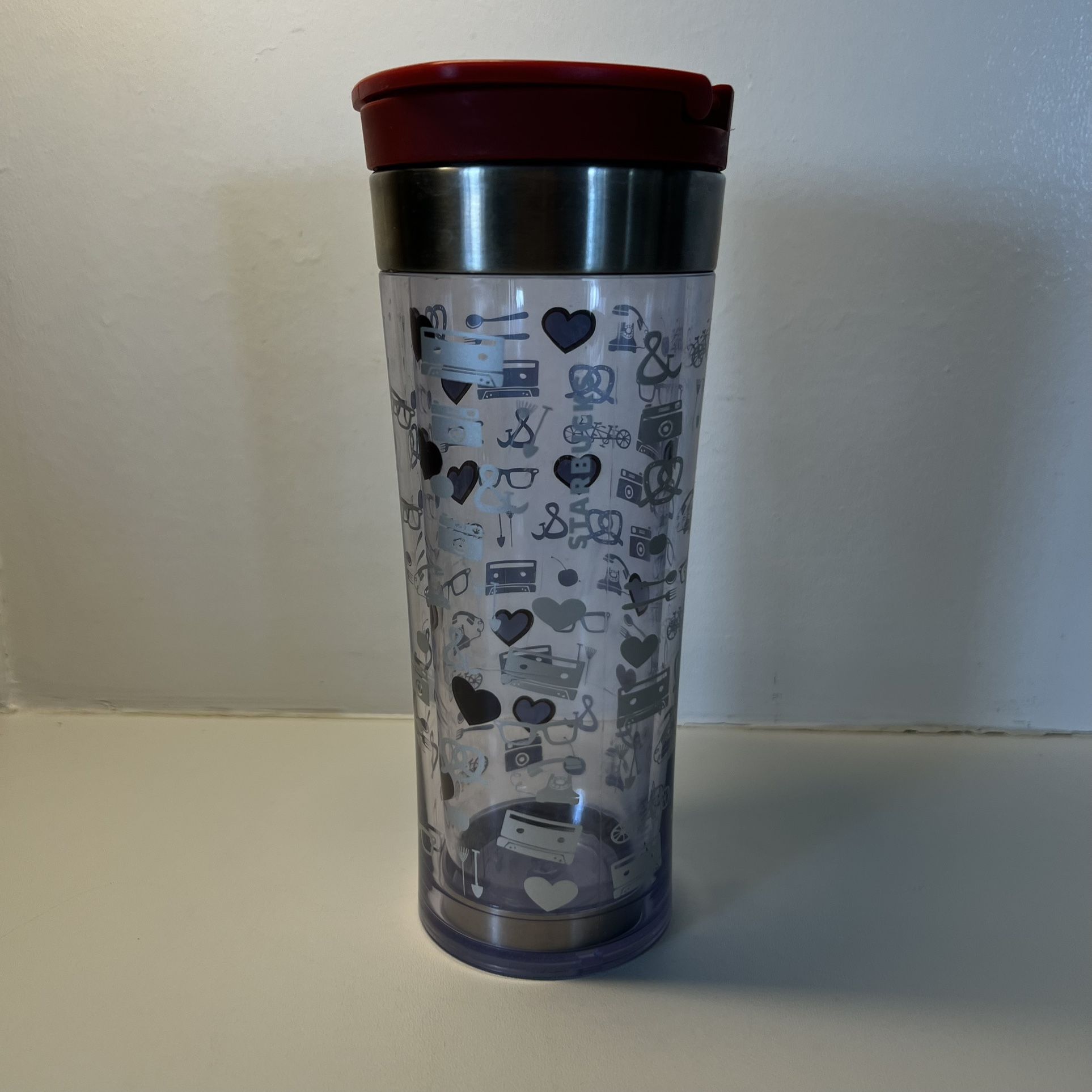 Starbucks 12oz. Travel Tumbler with Bike Camera Phone & Pretzel Motif