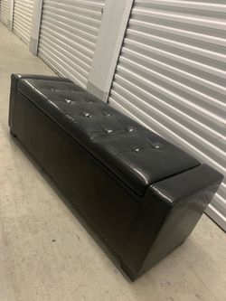 Black faux leather Ottoman with storage